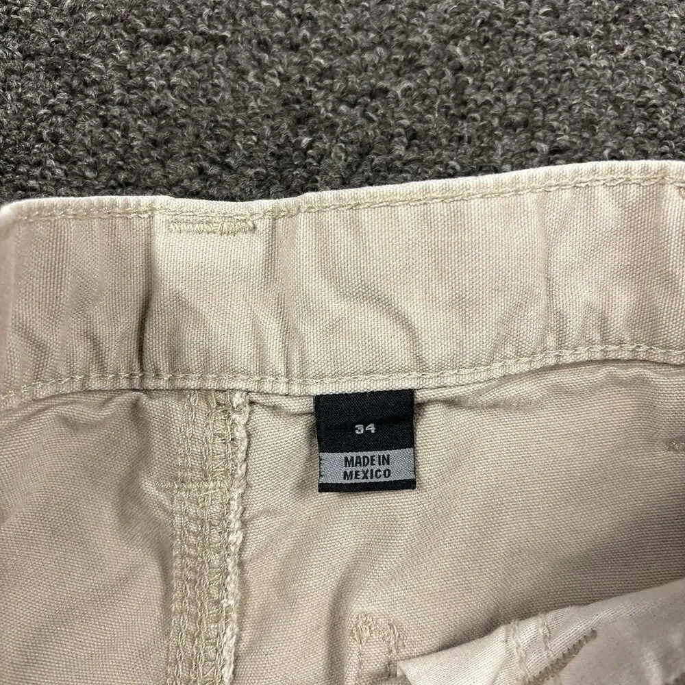 Vintage Carhartt Utility Work Shorts Carpenter B147 Khaki 10" 90s Mexico Size 32 - Picture 4 of 5